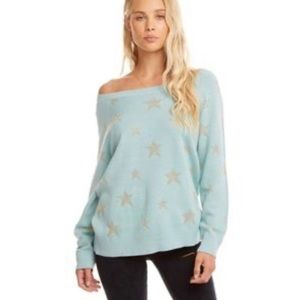 Chaser Star Print Raglan Pullover Sweater Size M NWT